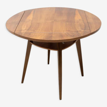 Folding walnut coffee table from the 1950s, Czechoslovakia