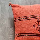 Coussin berbère orange fait main en coton