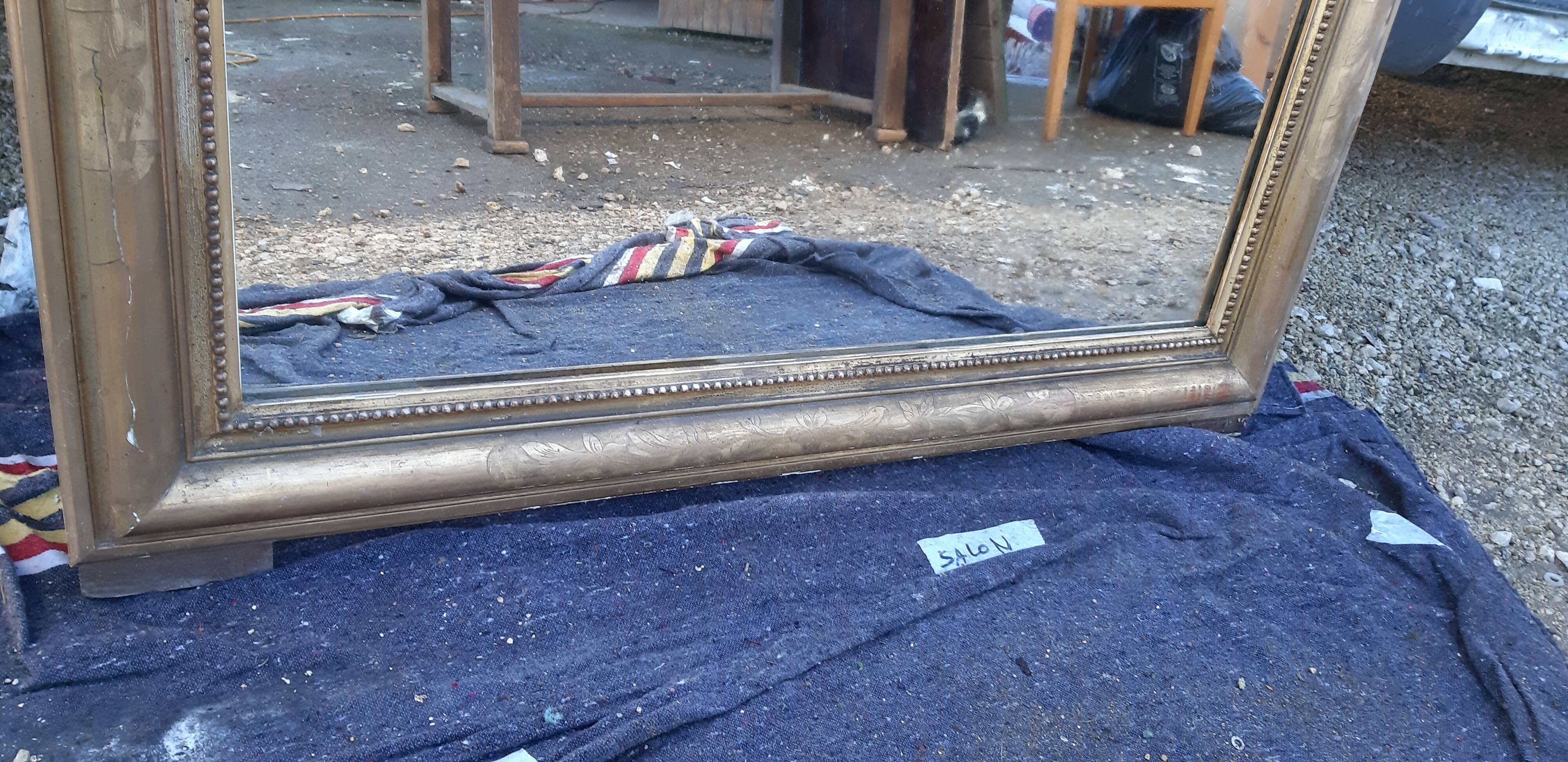 Mirror 19th , Wood and gilded stuk