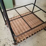 Wicker and vintage black metal trolley
