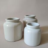 Set of 3 enamelled stoneware mustard pots