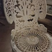 Pair of antique openwork aluminum garden chairs – Victorian style