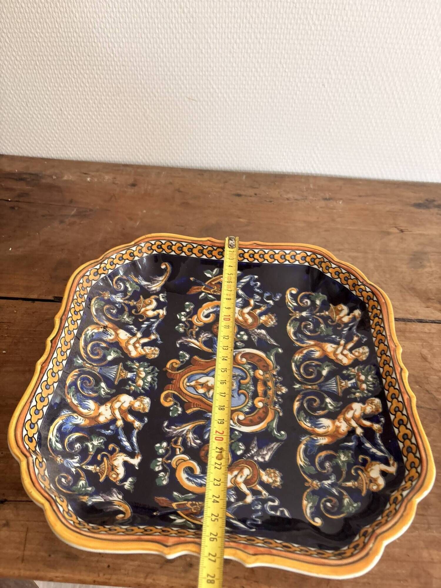 Plate Bowl Basket Earthenware Gien Renaissance Model Angel Cherub