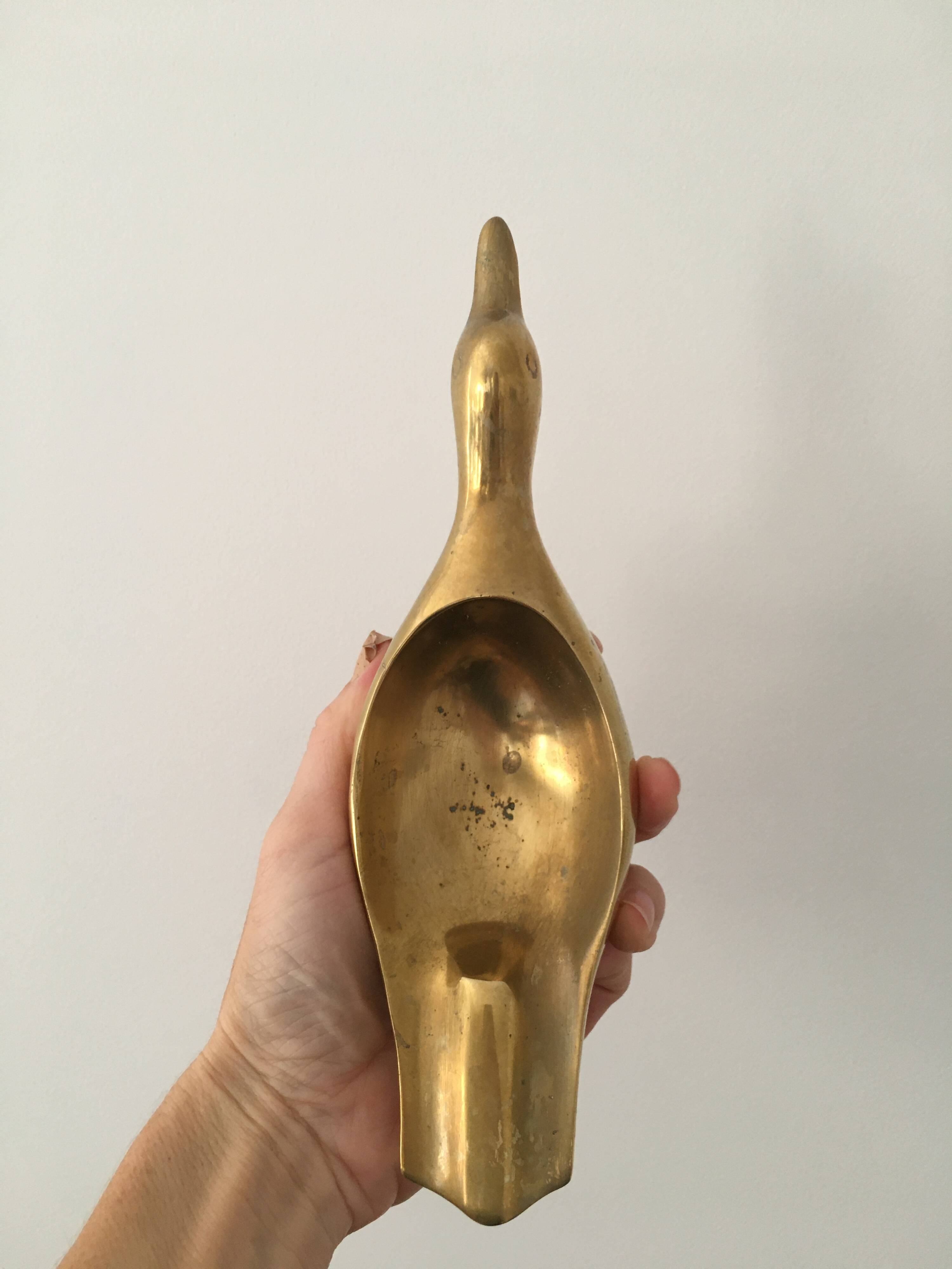 Zoomorphic brass duck ashtray