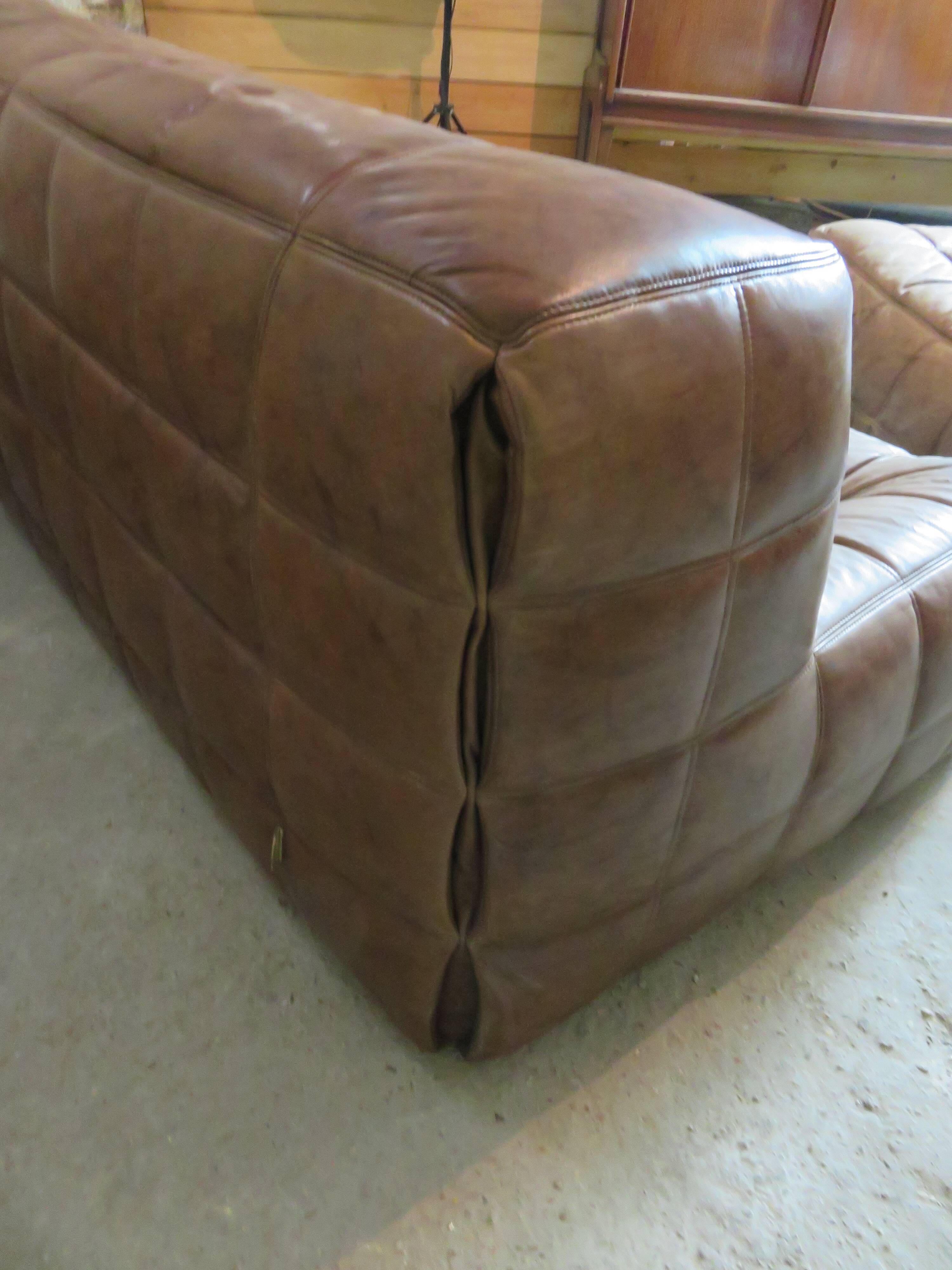 Vintage leather sofa Kashima Ligne Roset by Michel Ducaroy