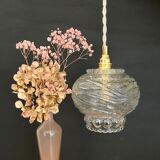 Vintage molded glass globe pendant light