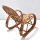 1970s Postmodern Bamboo Rocking Chair with Vintage Fabric Cushion