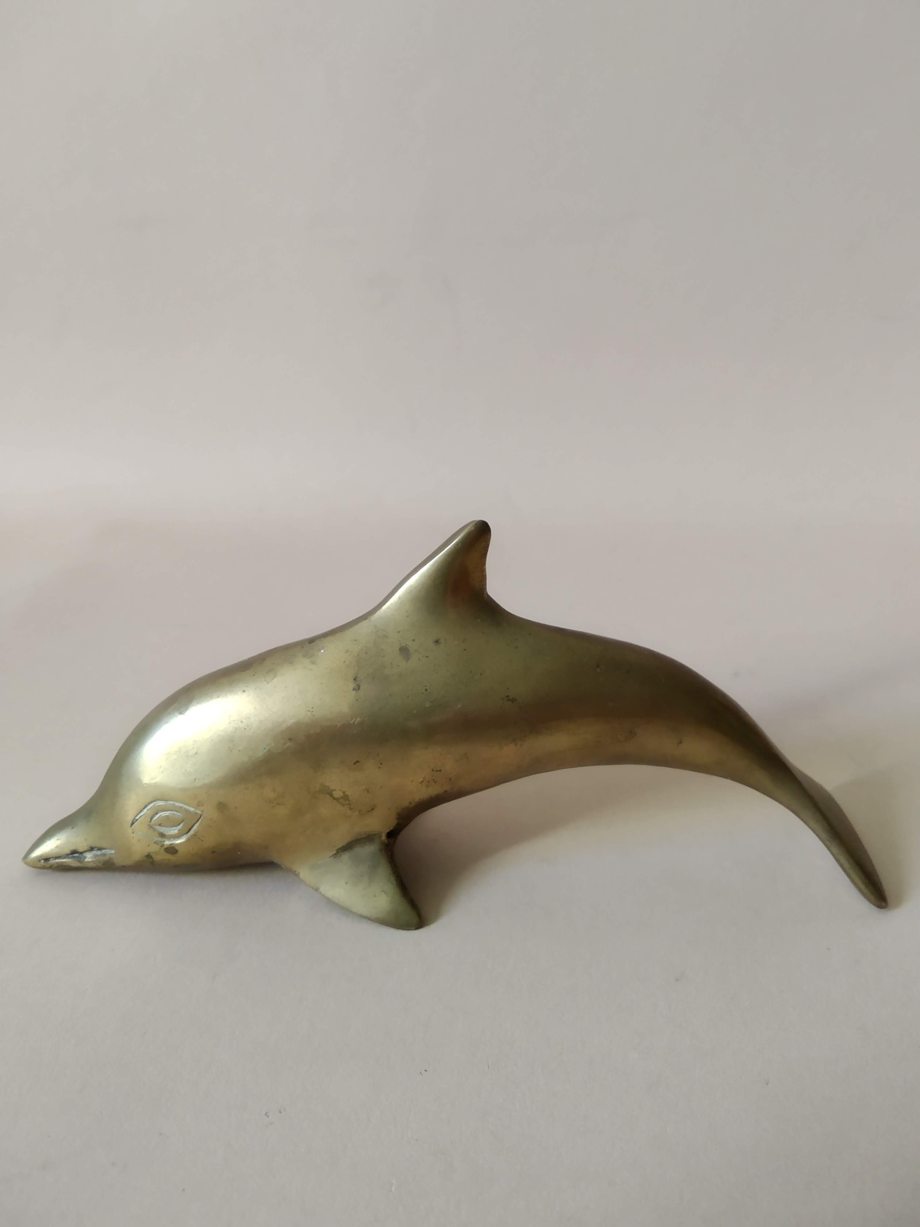 Patinated brass dolphin