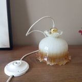 Vintage iridescent and ruffled tulip globe pendant light