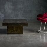 Table basse brutaliste en acier, France, années 1970