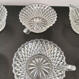 Set of 8 cups/ramekins with diamond cut glass handles