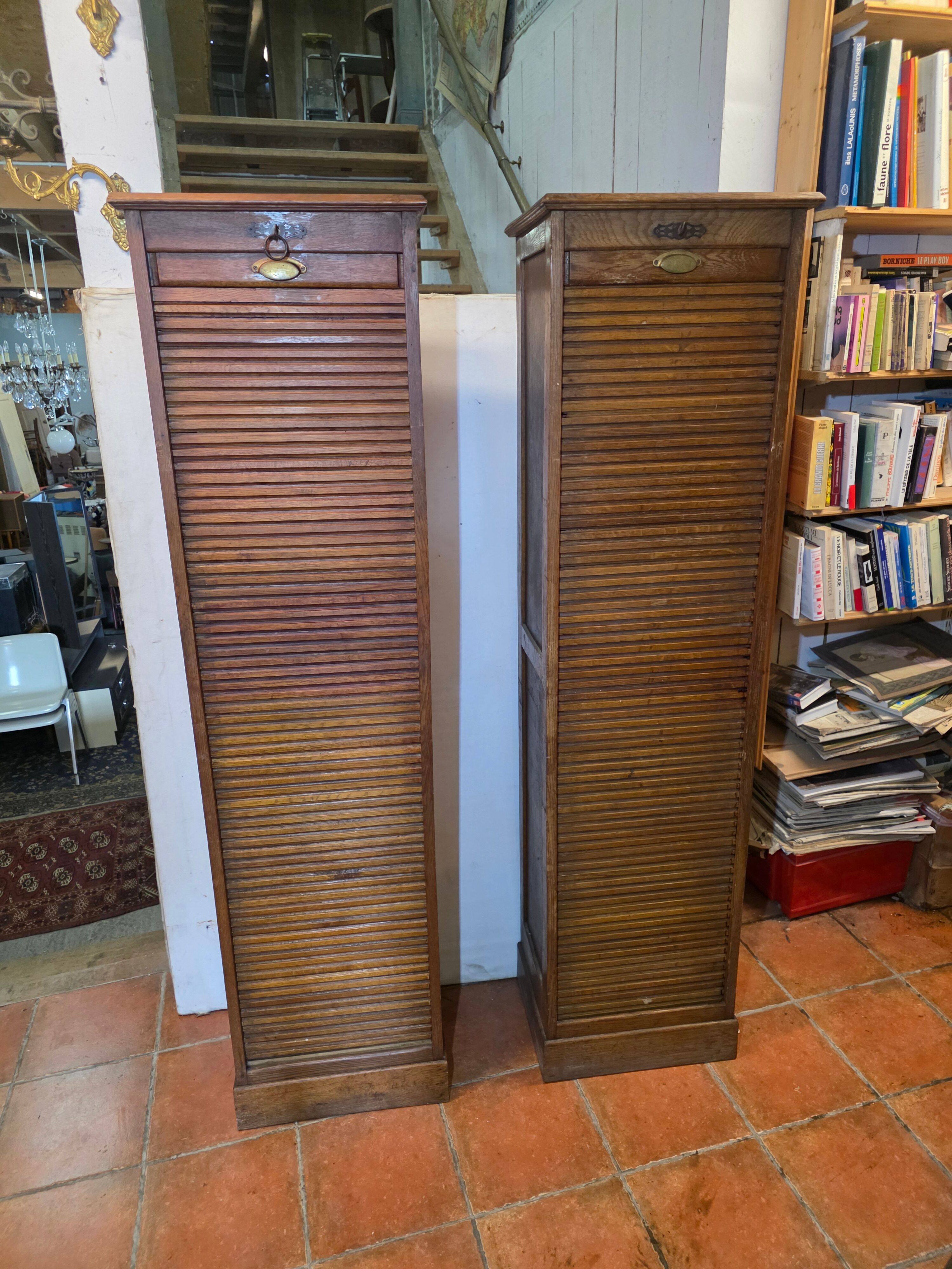 Pair of oak curtain file cabinets