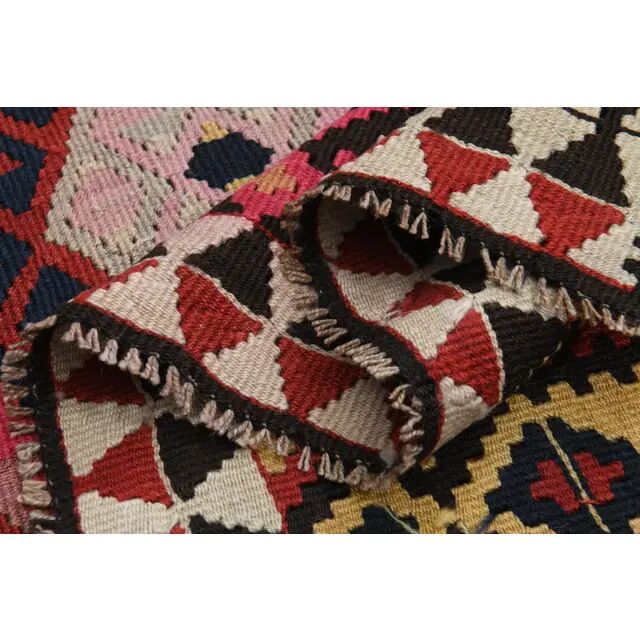 1970s Vintage Turkish Oushak Handmade Wool Cotton Pink Runner Rug 115x451