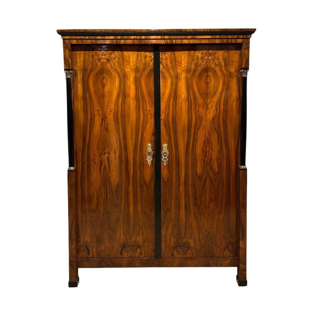 Empire Armoire in Walnut Veneer & Brass, Vienna, 1815