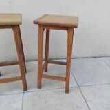 Pair of vintage pine stools from the 80s