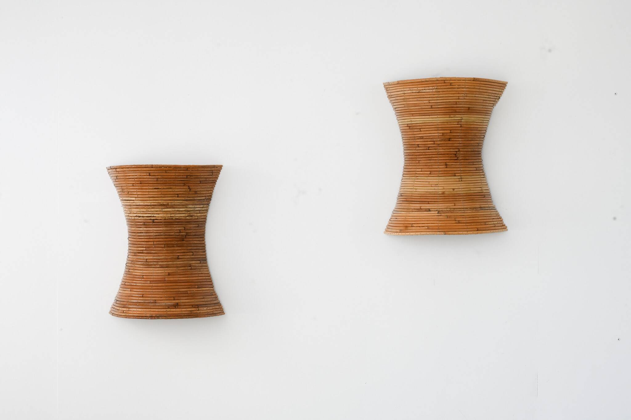 Pair of Organic Rattan Wall Sconces