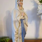 Religious statuette of the Virgin Mary in bisque porcelain