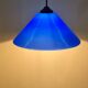 Conical pendant light in blue opaline glass