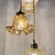 Vintage triple globe waterfall pendant light in amber glass