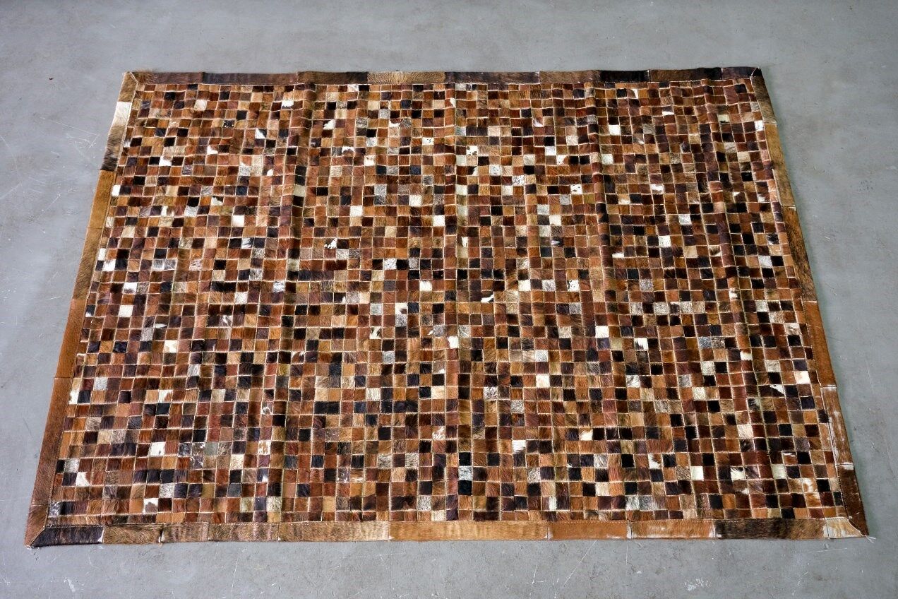 Tapis en cuir de vache vintage en patchwork, années 1970