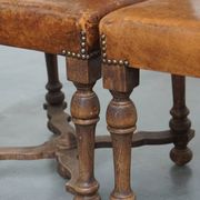 Set of 2 Wooden and Sheepskin Leather Dining Chairs from the Early 1900s