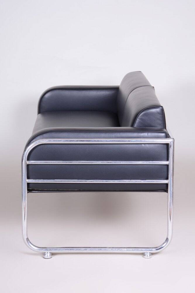 Bauhaus Sofa in Chrome and Leather by Vichr a Spol, Czech, 1930s