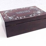Wooden and mother-of-pearl cigar box