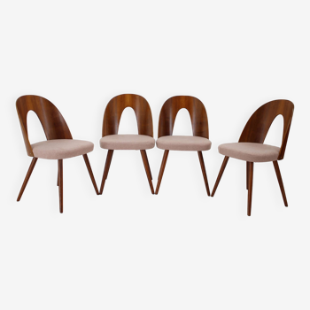 1960s Antonin Suman Set Of Four Dining Chairs in Walnut Veneer, Czechoslovakia