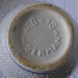 Wine or water jug, grey stoneware, blue decor