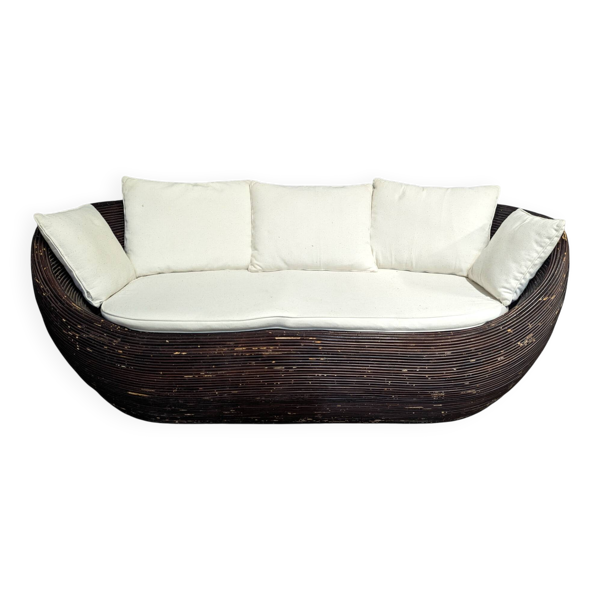 Banquette en rotin marron