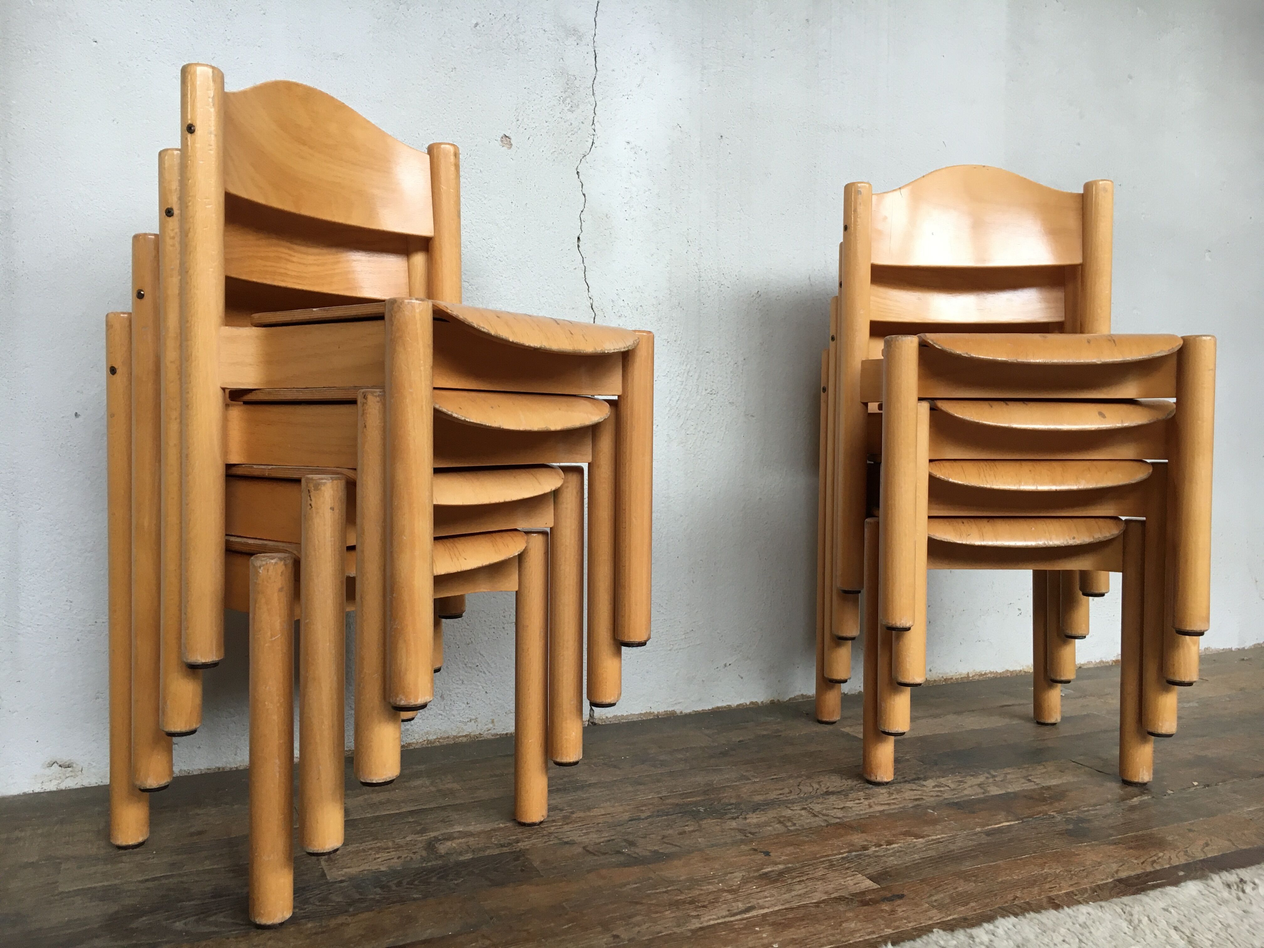 8 retro 60s vintage children's chairs wooden furniture