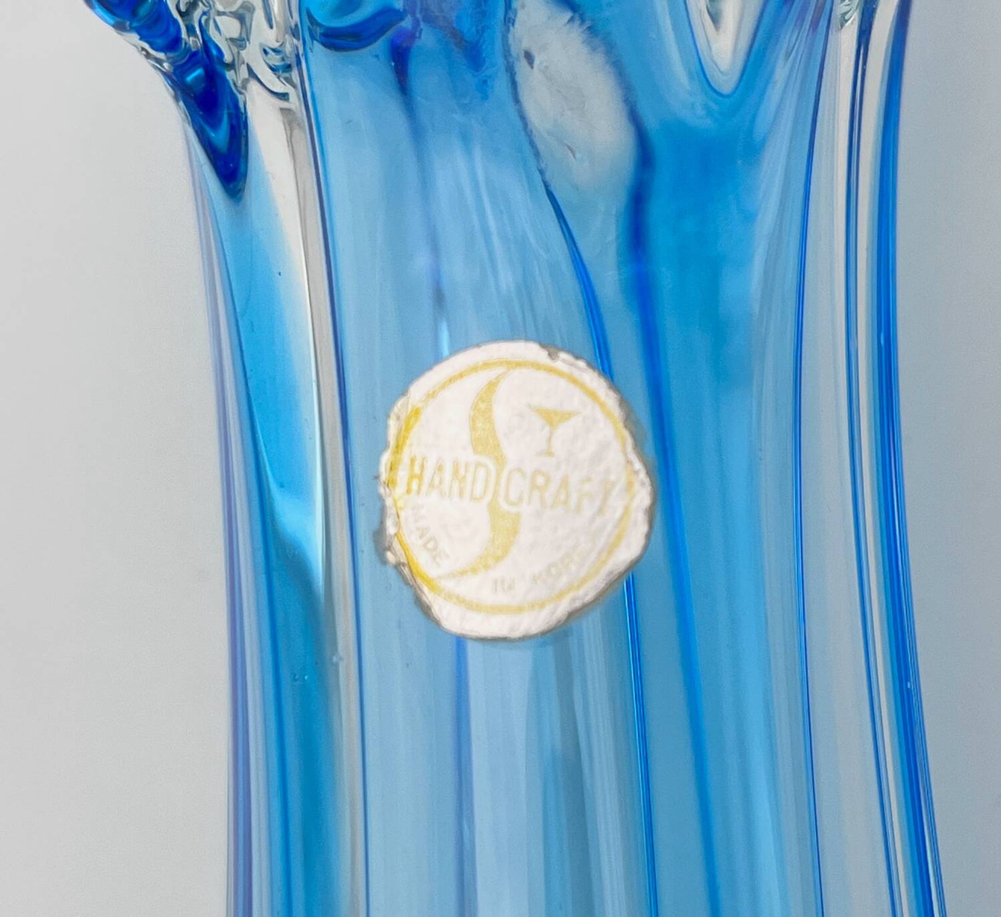 Vase Swing Sculptural – Stretched Glass Azure Blue – Korean Craftsmanship 1970