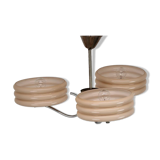 Art Deco Chrome and Pink Glass Chandelier, 1930's, Czechoslovakia