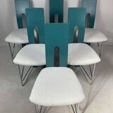 Set of 6 Memphis dining chairs in bouclé, 1980s