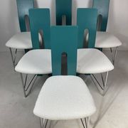 Set of 6 Memphis dining chairs in bouclé, 1980s