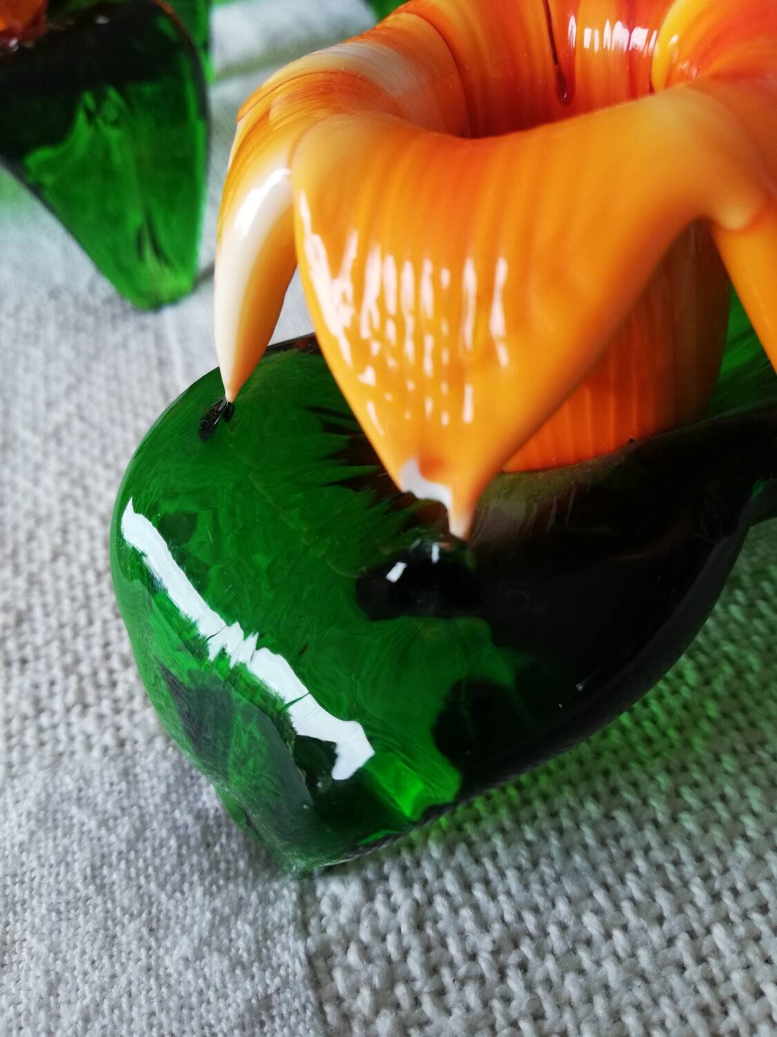 Lot of three Murano flower candle holders.