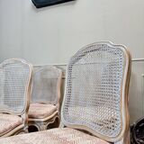 Set of six Louis XV style lacquered wood caned chairs