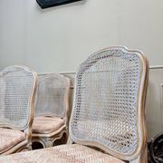 Set of six Louis XV style lacquered wood caned chairs