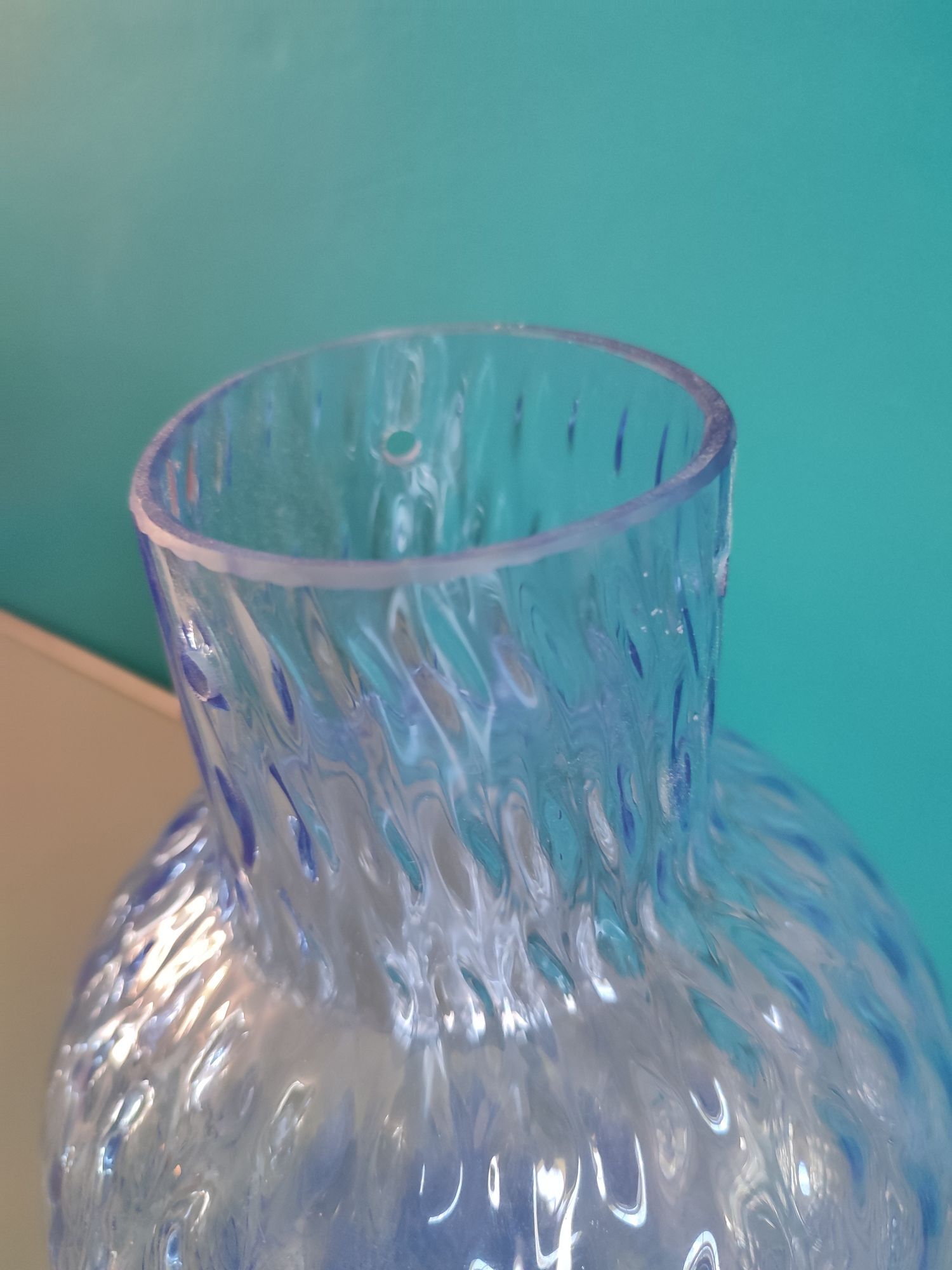 Old luminaire blown glass color blue ball