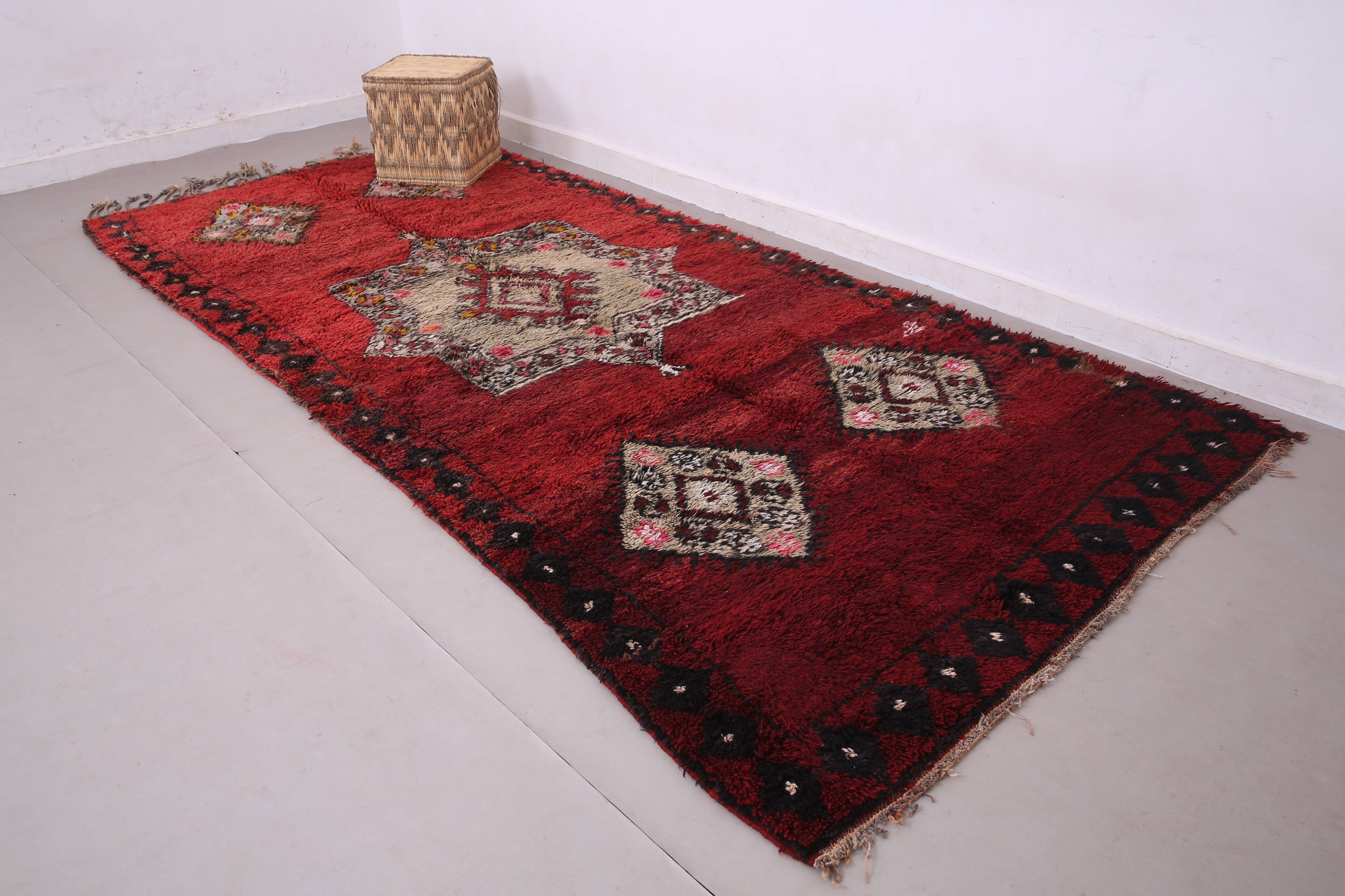 Burgundy Vintage Moroccan Rug 160 x 350 cm - Berber Wool Rug - Handmade rug