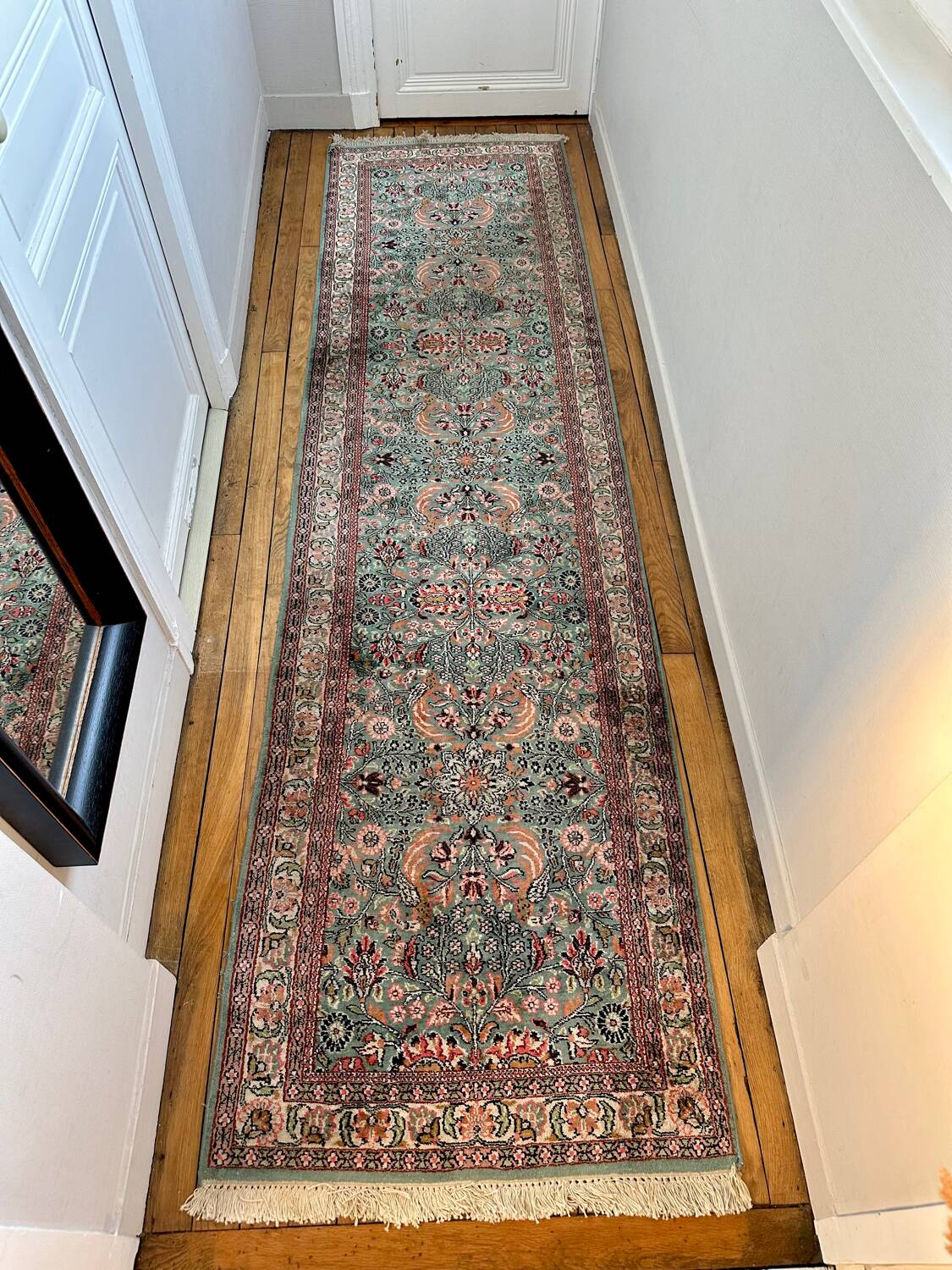 Antique Indian runner rug 301x81