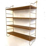 Brass and beech string shelf, 1960