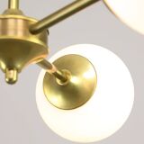 Italian Mid century Modern Chandelier in Brass and Opaline Glass, 1960s