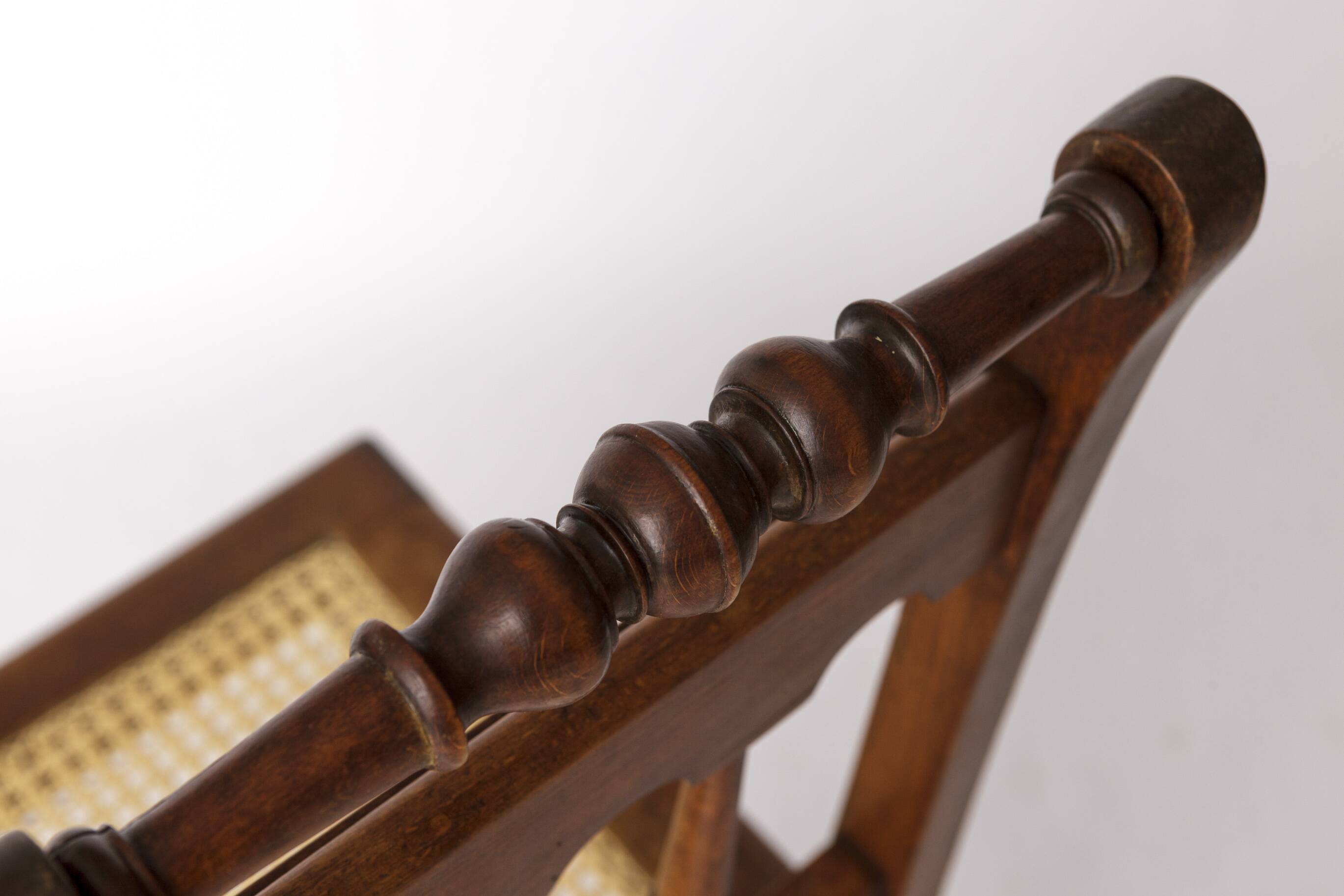 Antique Beech Chair with Viennese Cane Seat – 1940s Vintage Woven Chair