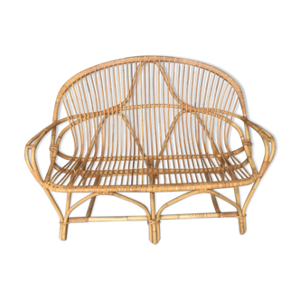 Vintage rattan bench