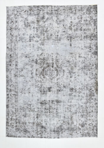 6x9 faded gray vintage rug 186x 269cm