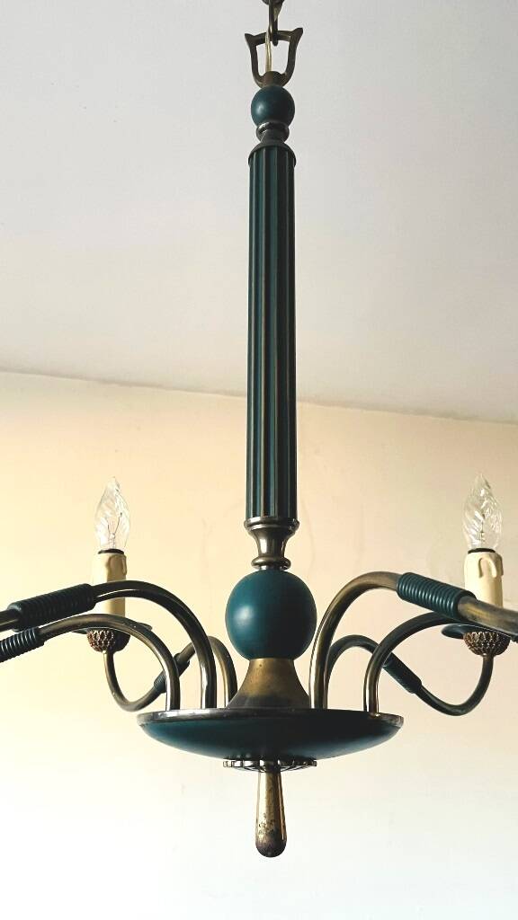 Vintage neoclassical style column chandelier 50s