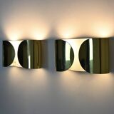 Pair of gilded Foglio wall lights by Tobia & Afra Scarpa for Flos, 1960s