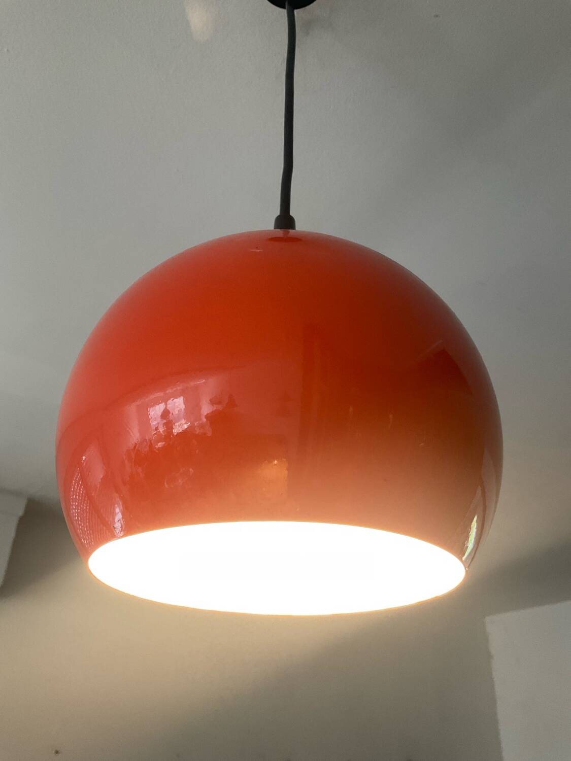 Space Age orange metal pendant light