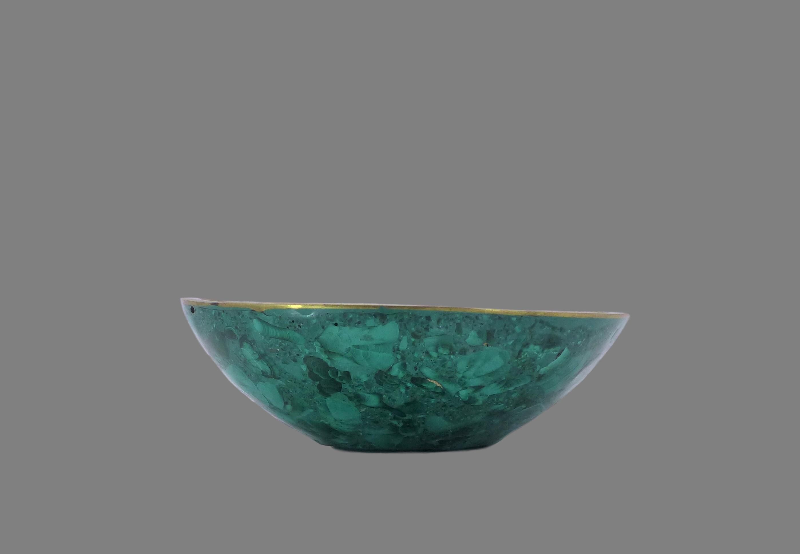 Malachite and brass cup